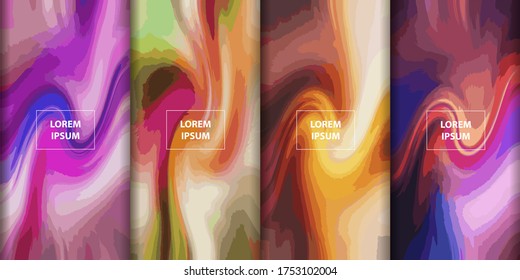 Abstract gradient artwork. Colorful lines, flat style background. Fluid inks creative texture