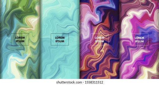  Abstract gradient artwork. Colorful liquid marble style background. Fluid inks creative texture.