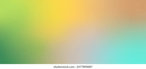 Abstract gradient background of blue, green, orange and yellow, bright pastel tones horizontal cover texture, poster, brochure. Beautifully blurred wall.