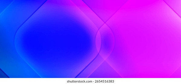 Fundo de gradiente abstrato. Transições azuis para rosa vibrante. As formas suaves se sobrepõem, criando um efeito luminoso. Elemento de design moderno.