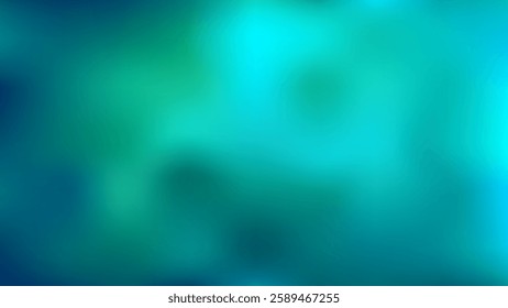 Abstract gradient background with blur spots of dark turquoise, teal and blue colors. Blurred underwater surface, view from under water. Vector horizontal HD template, empty banner back design.