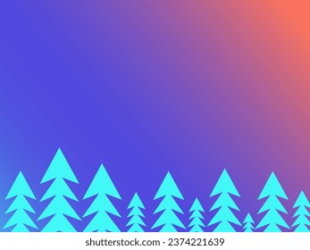 Fondo de gradiente abstracto con árboles de Navidad. Ilustración del vector de invierno con espacio de copia