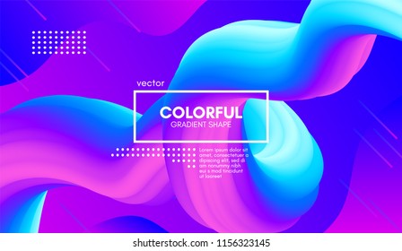 Abstract Gradient Background with Color Liquid Shape. 3d Vector Illustration. Modern Wave Flow Design. Trendy Vibrant Gradient for Presentation, Poster, Brochure. Wavy Template with Gradient Elements.