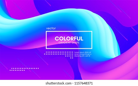 Abstract Gradient Background with Color Liquid Shape. 3d Vector Illustration. Modern Wave Flow Design. Trendy Vibrant Gradient for Presentation, Poster, Brochure. Wavy Template with Gradient Elements.