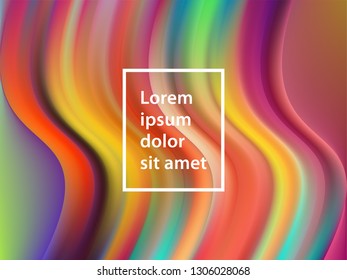 Abstract Gradient Background with Color Liquid Shape. 3d Vector Illustration. Modern Wave Flow Design. Trendy Vibrant Gradient for Presentation, Poster, Brochure. Wavy Template with Gradient Elements.