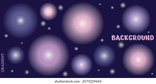 Abstract gradient background with colored glowing circles  on the deep purple background