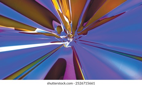 Abstract gradient background of colored radial lines. Multicolored rays similar to a tunnel. Futuristic background for presentation design. Vector illustration.