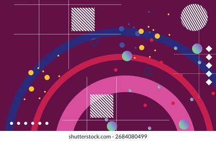 Fundo de gradiente abstrato com círculos , formas e pontos coloridos. Ilustração vetorial para seu design. Eps10	