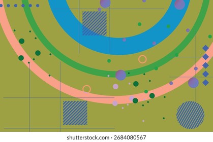 Fundo de gradiente abstrato com círculos , formas e pontos coloridos. Ilustração vetorial para seu design. Eps10	