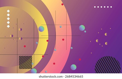 Fundo de gradiente abstrato com círculos , formas e pontos coloridos. Ilustração vetorial para seu design. Eps10	