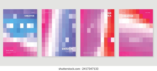 Abstract gradient background cover vector. Modern digital wallpaper with vibrant color, halftone, pixel. Futuristic landing page illustration for branding, commercial, advertising, web, poster.