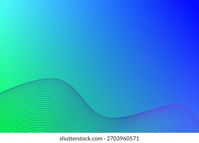 Fondo De Gradiente Abstractas Con Ondas De Línea Curvadas En Tonos Verde, Azul Y Violeta