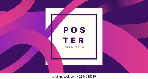 Abstract gradient background with curved lines of different thicknesses. Abstract banner template in pink neon colours. Design element for header, website, flyer, coupon. Vector eps 10