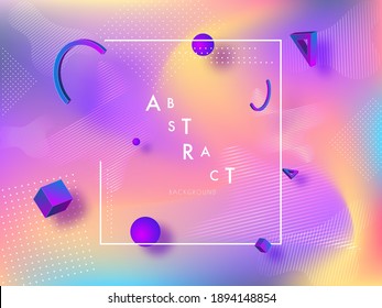 Fondo de gradiente abstracto decorado con elementos geométricos 3d. Se puede usar como diseño de pancartas o carteles.