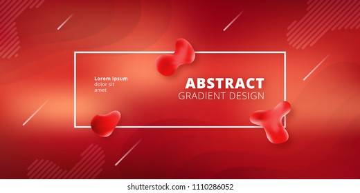 Abstract gradient background design - futuristic red fluid style background with frame and abstract graphic elements