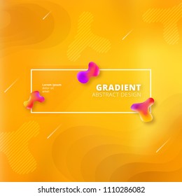 Abstract gradient background design - futuristic yellow fluid style background with frame and abstract graphic elements