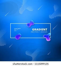 Abstract gradient background design - futuristic blue fluid style background with frame and abstract graphic elements