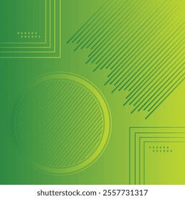 Abstract Gradient Background design with geometric Circle with line shapes - Trendy Green Gradient