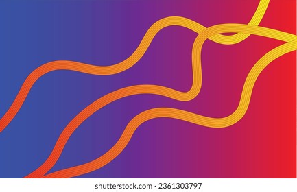 Abstract gradient background design red, blue, purple, black, orange, colorful straight lines round.Three oranges lines in the middle of thre background