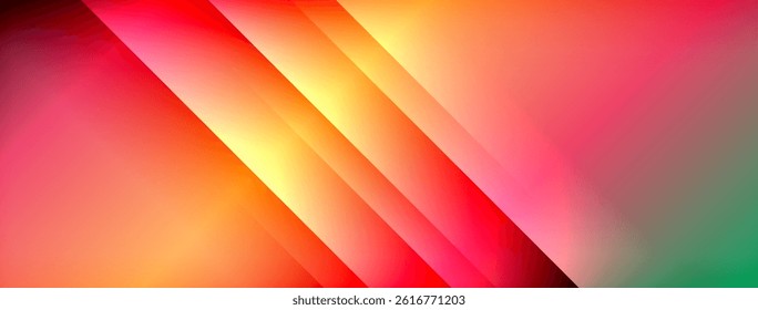 Abstract gradient background. Diagonal stripes transition from red, orange, yellow to green. Smooth color blending creates vibrant visual effect.
