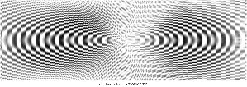 Abstract gradient background with dotted wave pattern and noise. Black and white graphic retro pattern. Flat vector illustration isolated
