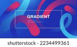 Abstract gradient background with dynamic curved lines of different thicknesses. Banner template in blue and red neon colours. Design element for header, website, flyer, coupon. Vector eps 10