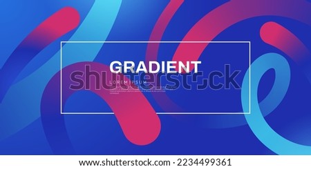 Abstract gradient background with dynamic curved lines of different thicknesses. Banner template in blue and red neon colours. Design element for header, website, flyer, coupon. Vector eps 10 Сток-фото © 