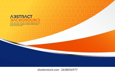 Abstract Gradient Background with Dynamic Curves: Modern Orange, Yellow, and Blue Design for Presentations and Creative Projects, Vector Illustration