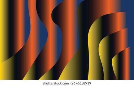 Abstract Gradient Background with Fiery Orange Yellow and Deep Blue Wavy Forms illustration