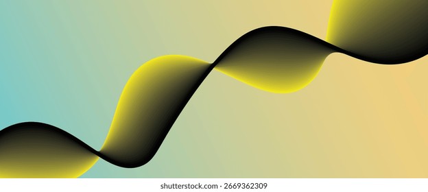 Abstract gradient background with flowing black and yellow waves on pastel colors.