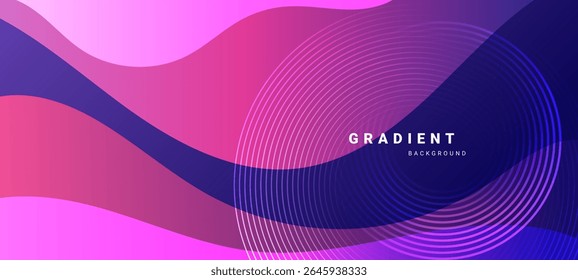Abstract gradient background with flowing curved shapes and layered concentric rings