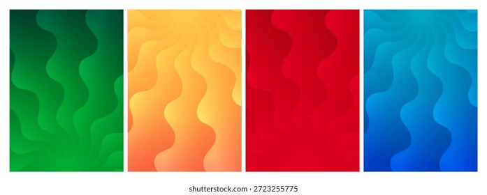 Fondo degradado Abstractas con patrones ondulados que fluyen en azul, rojo, verde y amarillo. Diseño de verano dinámico con efecto de explosión radiante, perfecto para pósters modernos y presentaciones vibrantes
