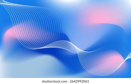 Fundo de gradiente abstrato .fluido gradiente azul com linhas brilhantes wave.Modern fundo minimalista. Para modelos de negócios, anúncios de capa, site etc. Ilustração vetorial eps 10