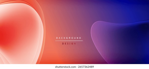 Fondo de gradiente Abstractas. Las Formas fluidas mezclan tonos rojos, morados y azules. Diseño minimalista con superposición de texto. Estética moderna.