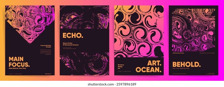 Abstract Gradient Background with Futuristic Bubbles. Dark Neon Poster Templates with Abstract Circles and Liquid Bubble Shapes for Tech and Cyberpunk Music Designs. Abstract Gradient Dark Concept.