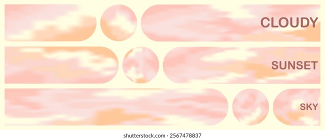 Abstract gradient background with geometric forms in sunset colors