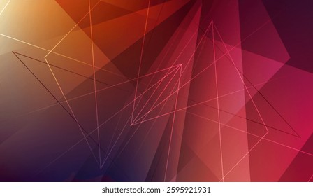 Abstract gradient background with geometric patterns, showcasing a harmonious blend of warm colors and intersecting thin lines, perfect for modern digital designs