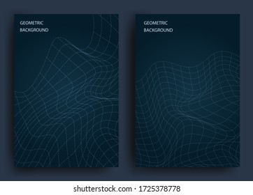 Abstract gradient background with geometric shapes and curved lines. Holographic effect. Design of covers, posters, wrapping paper. Vector illustration