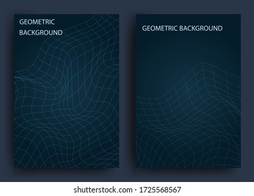 Abstract gradient background with geometric shapes and curved lines. Holographic effect. Design of covers, posters, wrapping paper. Vector illustration