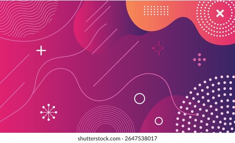 Abstract gradient background with geometric shapes in vibrant pink and purple tones