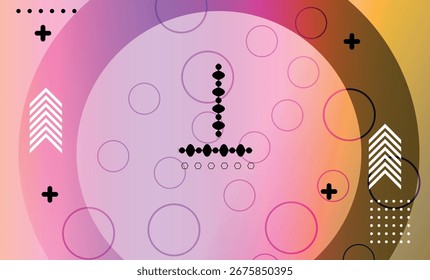 Abstract gradient background with geometric shapes and circle. Vector illustration in flat style.