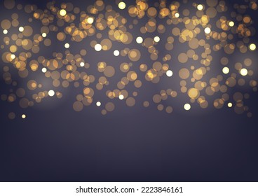 Abstract gradient background, gold bokeh light on black color background vector illustration for backdrop, poster, website banner.