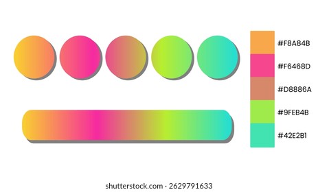 Fondo degradado Abstractas con oro, rosa caliente, verde neón, paleta de colores Aqua. Ilustración Abstractas con diseño de desenfoque de gradiente. Fondo abstracto de color borroso. Degradado colorido