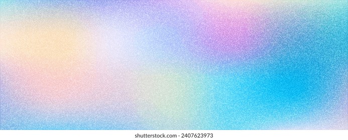 Abstract gradient background with grain texture. Vector, dreamy backdrop, neon design element. Fashionable holographic defocused texture.