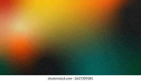 Abstract gradient background with grainy texture. Muddy glass with red, orange and blue vintage spots. Old photo light leak overlay. Camera film retro blur filter with noise. Retro vector grain poster
