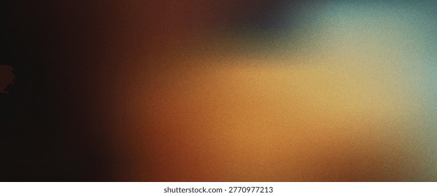 Abstract gradient background with grainy texture featuring blue orange brown and black hues blend together
