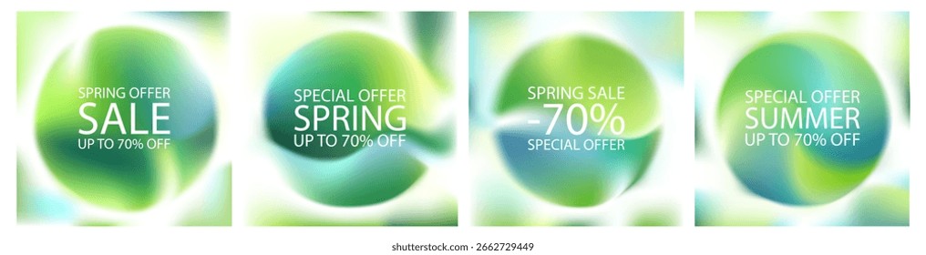Abstract gradient background of green and blue color noise. 3d organic sun garden light vector mesh. Blur button holographic gradation, fluid cloud sky texture. Eco poster soft liquid palette grain