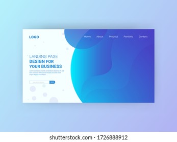 Abstract gradient background landing page design vector 