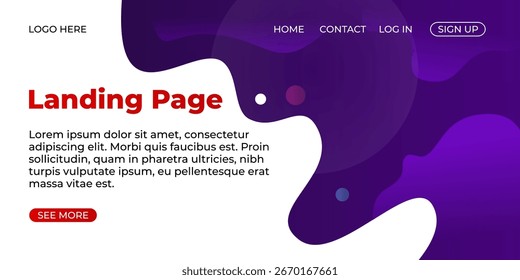 Abstract Gradient Background Landing Page Mockup for Website Design