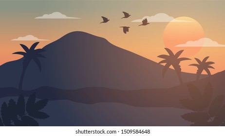 Abstract Gradient Background Landscape Vector Illustration 